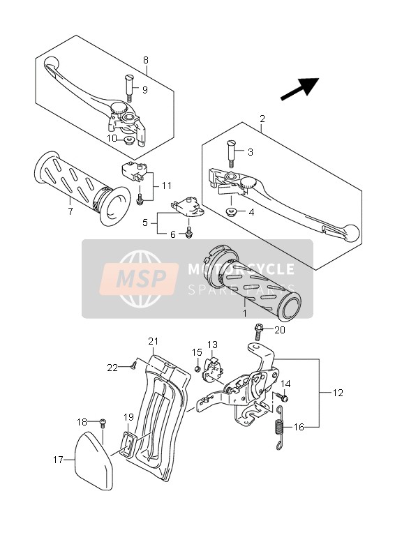 Suzuki AN650(A)(AZ) BURGMAN EXECUTIVE 2008 Handle Lever (AN650-A) for a 2008 Suzuki AN650(A)(AZ) BURGMAN EXECUTIVE